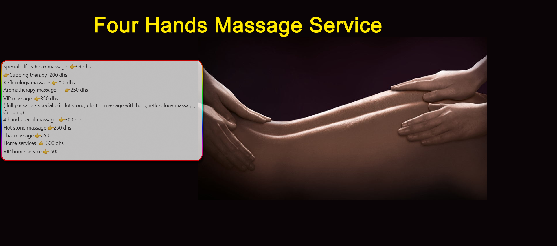 spa 4 hands massage service in al mankhool
